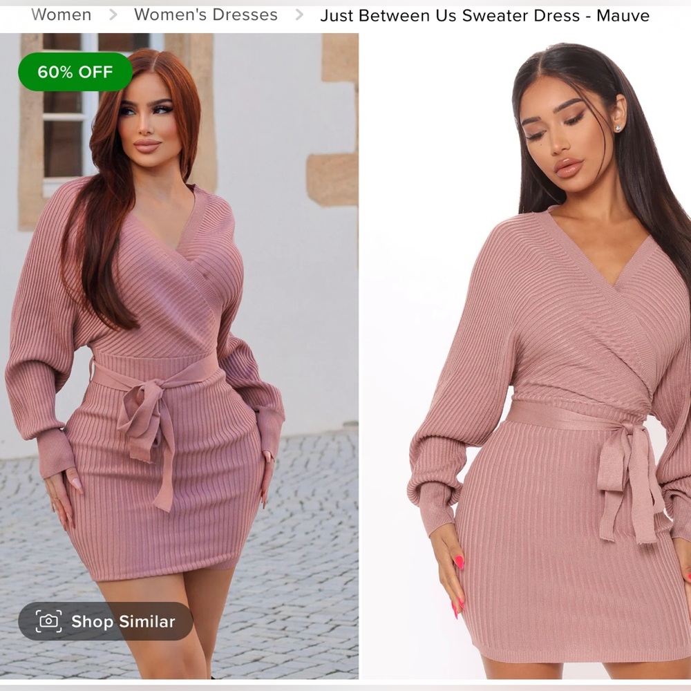 Never worn. Still has tag. Fashion Nova sweater dress in size medium.
